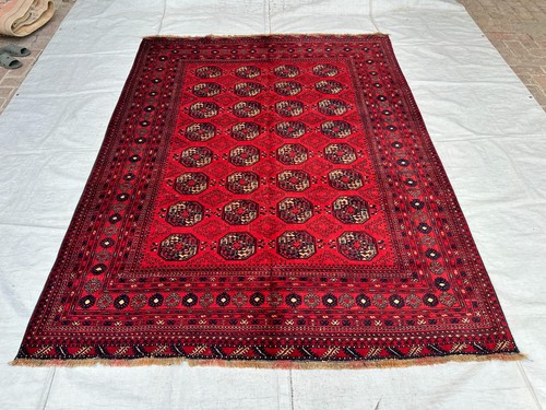 Red turkmen bokhara rug - turkmen,